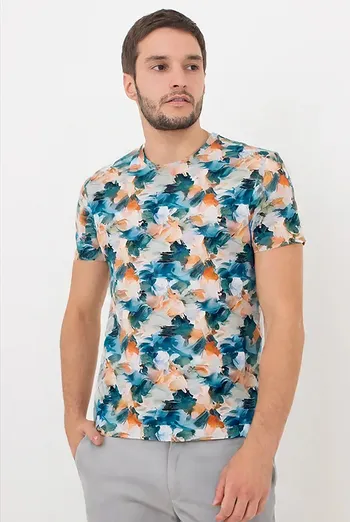 Футболка мужская принтованная COUNTRY PRINT 4601/010 Giulia (watercolor pattern), голубой