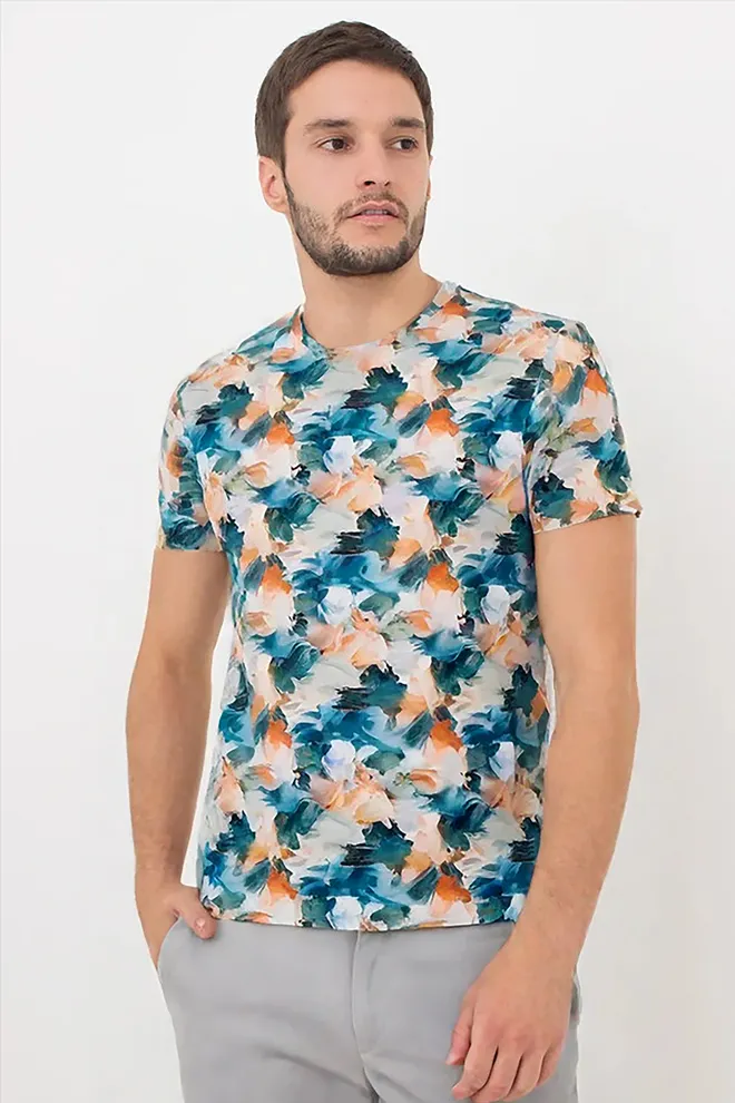 Футболка мужская принтованная COUNTRY PRINT 4601/010 Giulia (watercolor pattern), голубой