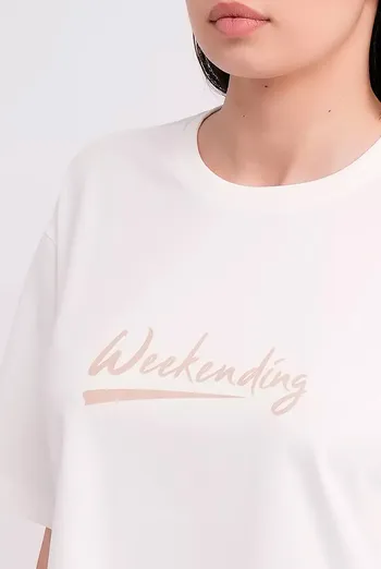 Женская футболка T-SHIRT BASIC PRINT NECK 4820/010 Giulia (milk), белый