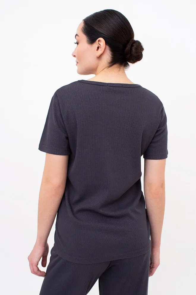 Футболка женская в рубчик RIB 4804/010 Giulia (graphite), серый