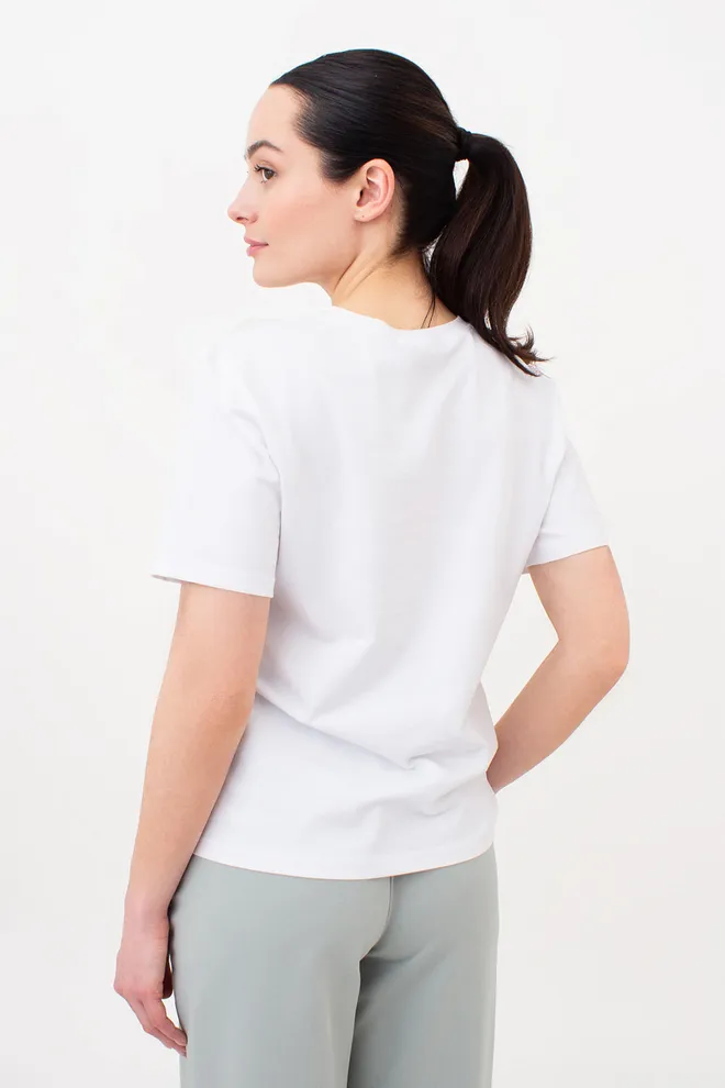 Футболка женская с пальмами T-SHIRT PRINT 4802/60 Giulia (white/palm print), белый