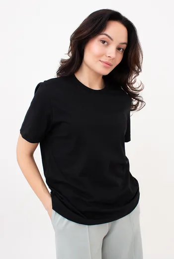 Женская хлопковая футболка T-SHIRT BASIC NECK 4815/010 Giulia (black), черный Женская хлопковая футболка T-SHIRT BASIC NECK 4815/010 Giulia (black), черный