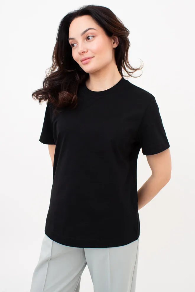 Женская хлопковая футболка T-SHIRT BASIC NECK 4815/010 Giulia (black), черный