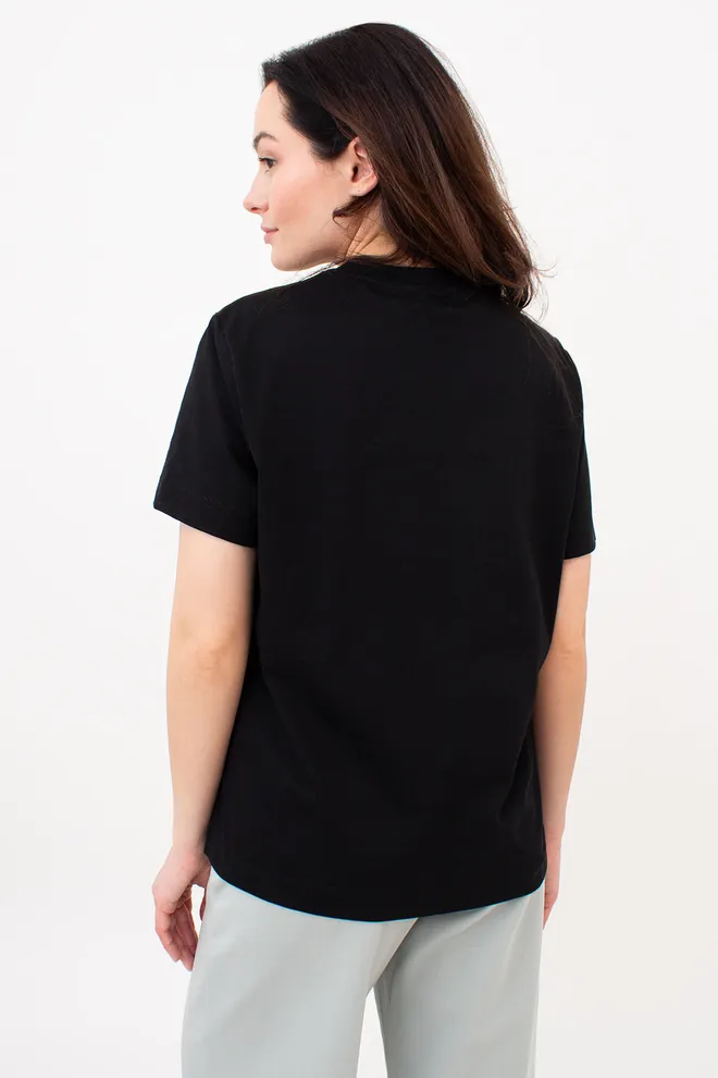 Женская хлопковая футболка T-SHIRT BASIC NECK 4815/010 Giulia (black), черный