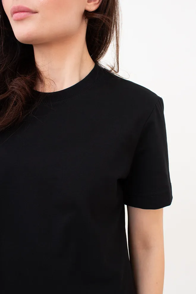 Женская хлопковая футболка T-SHIRT BASIC NECK 4815/010 Giulia (black), черный