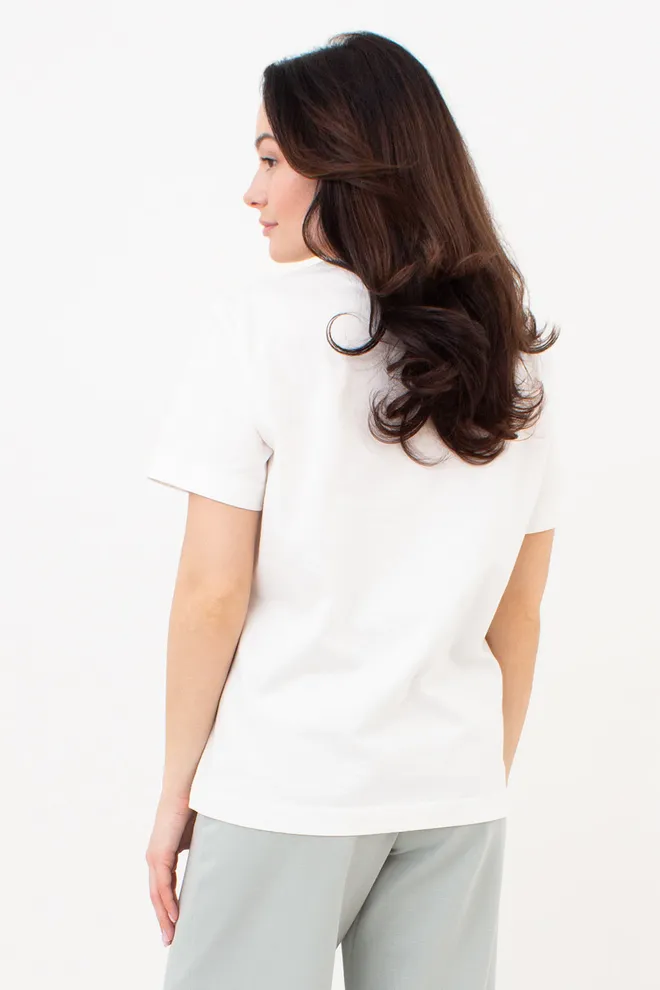 Женская хлопковая футболка T-SHIRT BASIC NECK 4815/010 Giulia (milk), белый