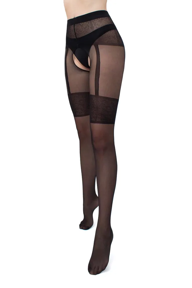 Колготки с эротическим вырезом Intimo noir 20 den model 1 Giulia (nero)