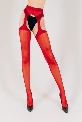 Колготки с эротическим вырезом Love chic 20 den model 1 Giulia (red/nero) Колготки с эротическим вырезом Love chic 20 den model 1 Giulia (red/nero)