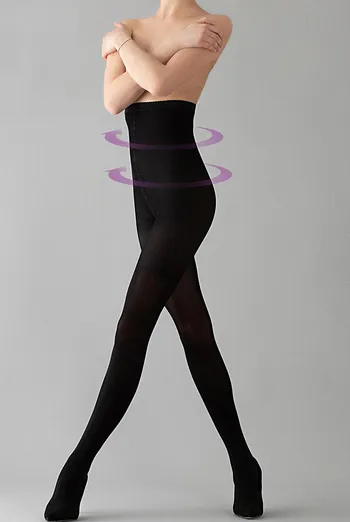 Теплые колготки с высокой талией и силиконовым поясом Talia control 100 den Giulia (nero)