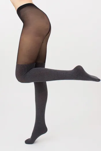Колготки с имитацией чулок Enjoy melange 60 den model 4 Giulia (dark grey melange)