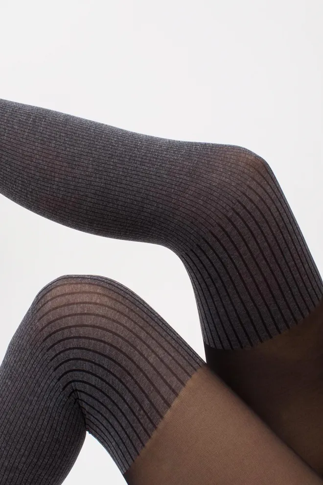 Колготки с имитацией чулок Enjoy melange 60 den model 4 Giulia (dark grey melange)