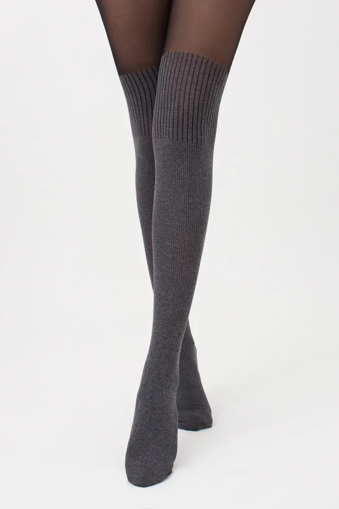 Колготки с имитацией чулок Enjoy melange 60 den model 4 Giulia (dark grey melange)