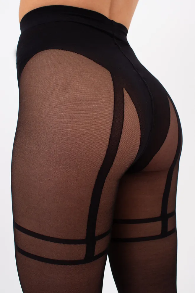 Фантазийные колготки с имитацией пояса для чулок SPECIAL 20 (2) Giulia (nero), черный