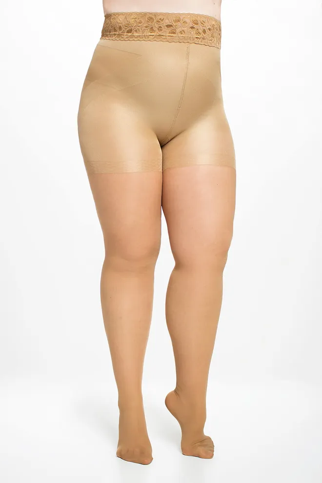 Классические колготки с кружевным поясом IMPRESSO EFFECT UP 40 (daino), бежевый
