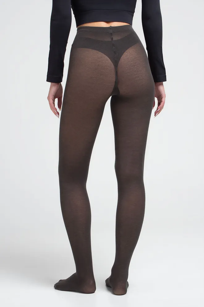 Колготки теплые из хлопка MICROCOTTON 100 Giulia (grey), серый