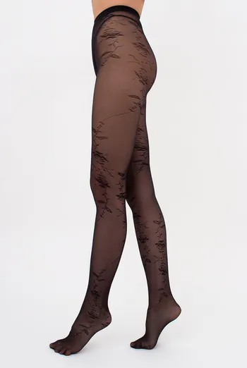 Kолготки в мелкую сетку с розами MESH FLORAL 40 (5) Giulia (nero), черный