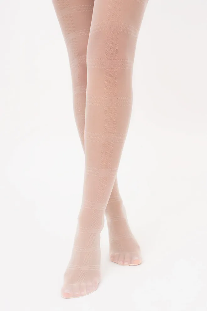 Колготки в клетку MEGAN 40 (8) Giulia (crema), белый
