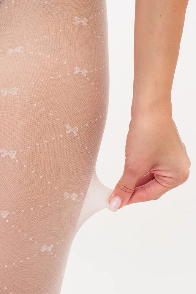 Колготки в ромбы с бантиками INSOMNIA 20 (5) Giulia (crema), белый