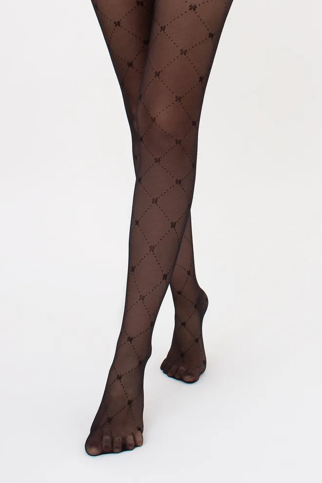 Колготки в ромбы с бантиками INSOMNIA 20 (5) Giulia (nero), черный