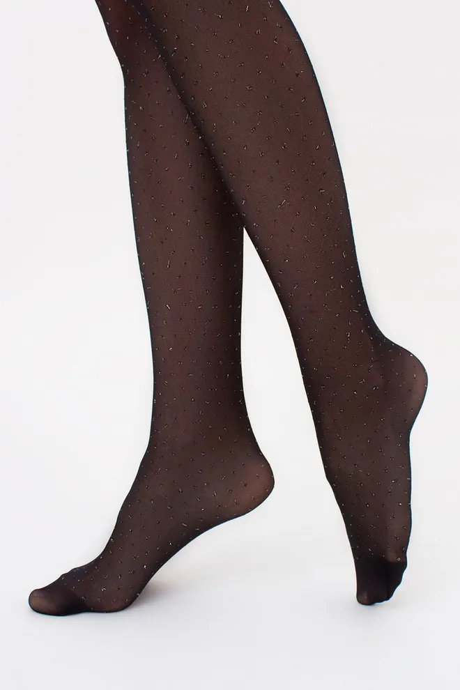 Колготки с имитацией ботфортов в ромбик с люрексом AFINA LUREX 40 (2) Giulia (nero), черный