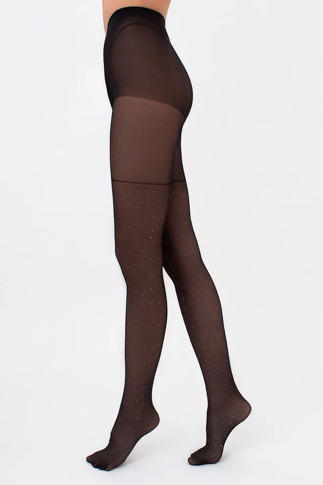 Колготки с имитацией ботфортов в ромбик с люрексом AFINA LUREX 40 (2) Giulia (nero), черный