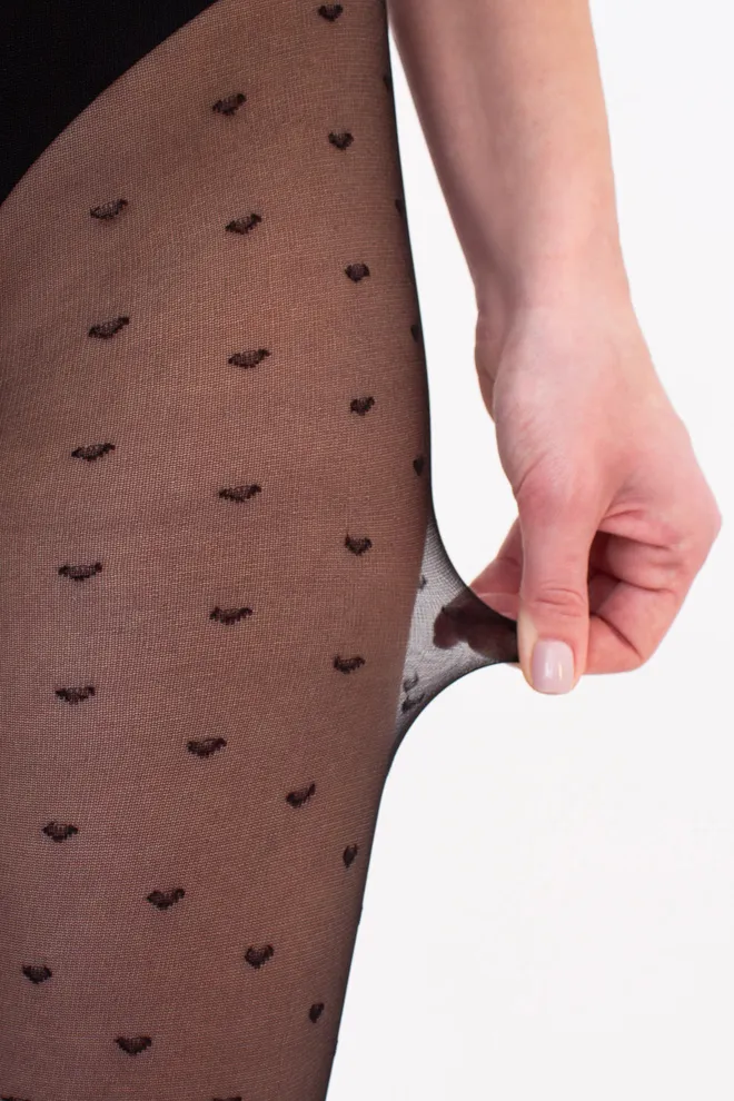 Колготки с рисунком сердечко LOVERS 20 (4) Giulia (nero), черный