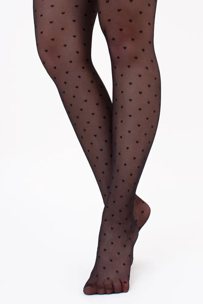 Колготки с рисунком сердечко LOVERS 20 (4) Giulia (nero), черный