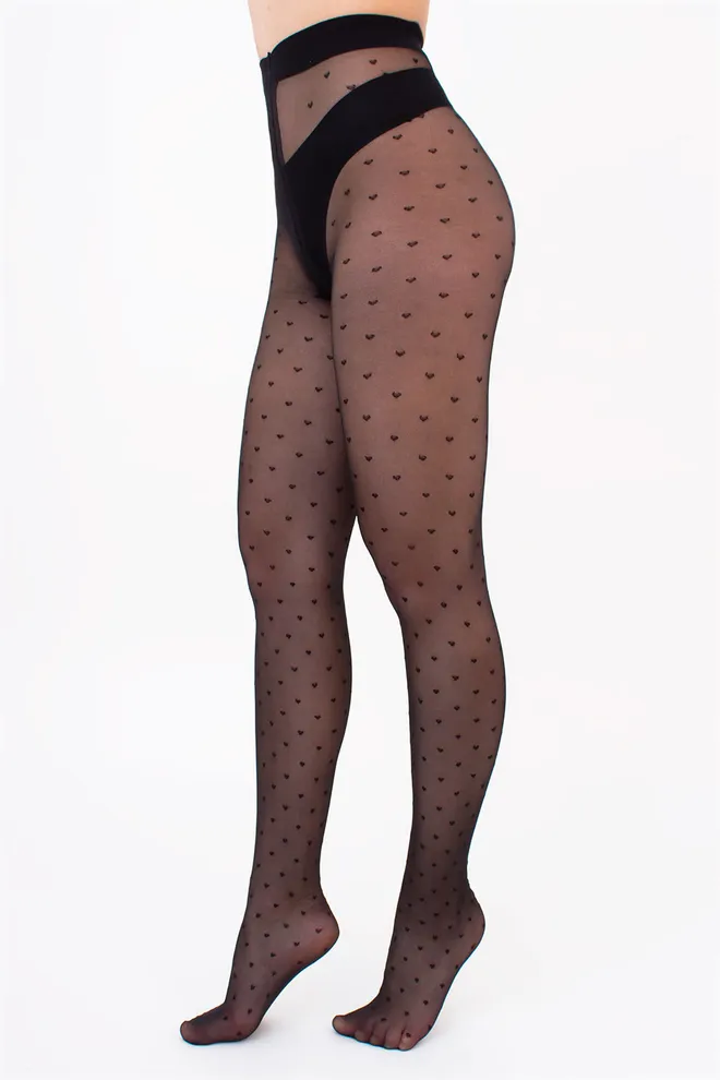 Колготки с рисунком сердечко LOVERS 20 (4) Giulia (nero), черный