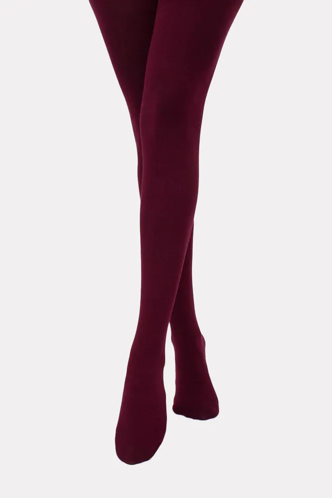 Теплые хлопковые колготки LUCKY COTTON 200 Giulia (marsala), бордовый