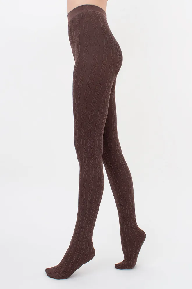 Теплые фактурные колготки BRAID 150 (3) Giulia (deep taupe), коричневый