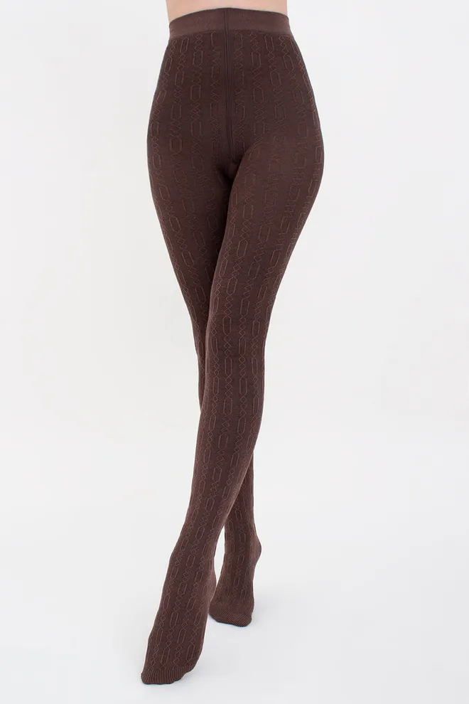 Теплые фактурные колготки BRAID 150 (3) Giulia (deep taupe), коричневый