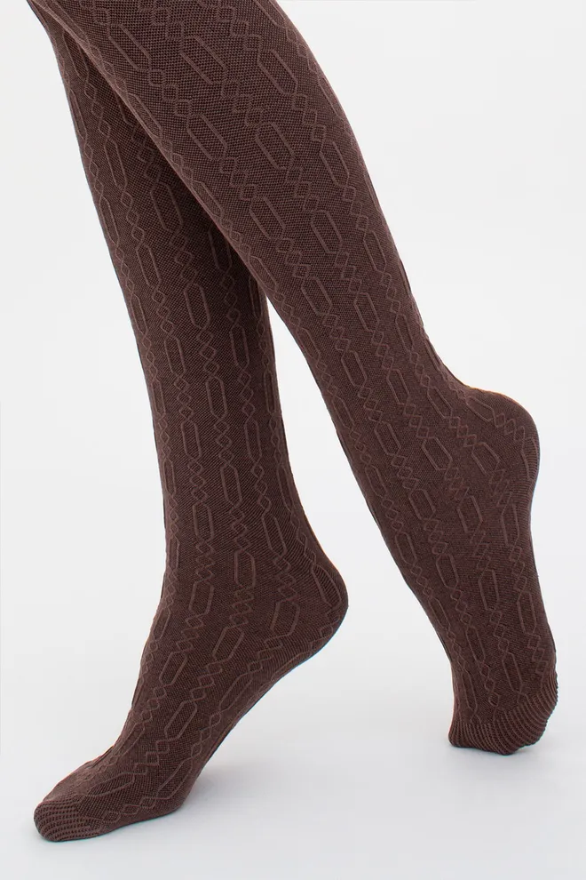 Теплые фактурные колготки BRAID 150 (3) Giulia (deep taupe), коричневый