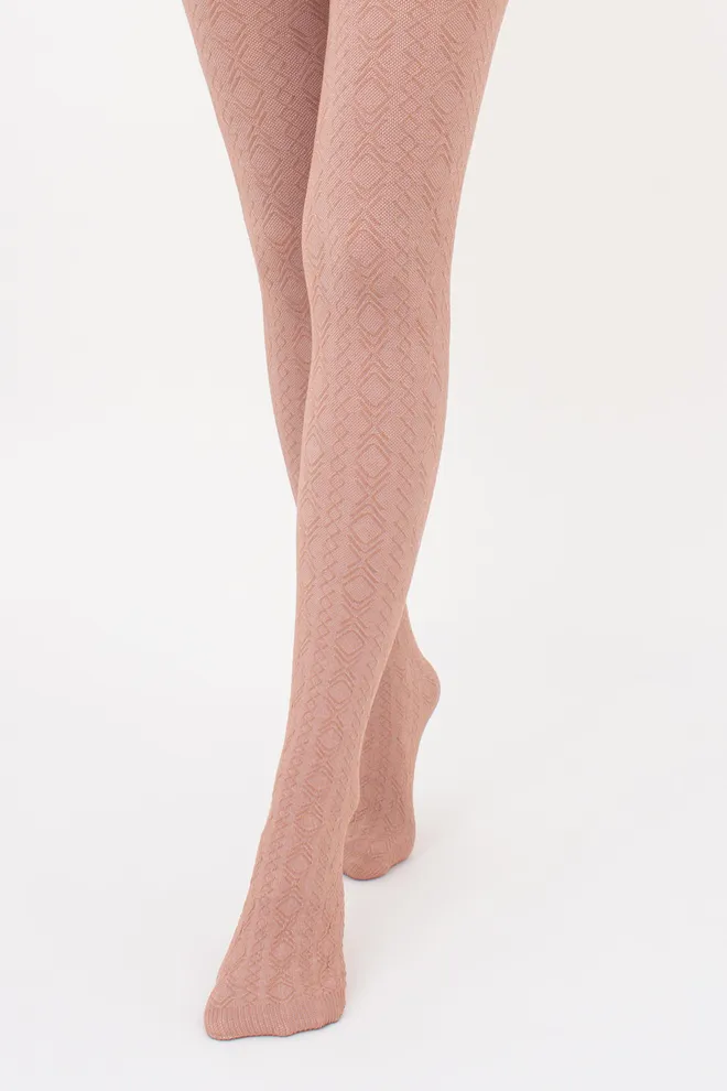 Теплые фактурные колготки с геометрическим рисунком BRAID 150 (1) Giulia (roe buck), бежевый