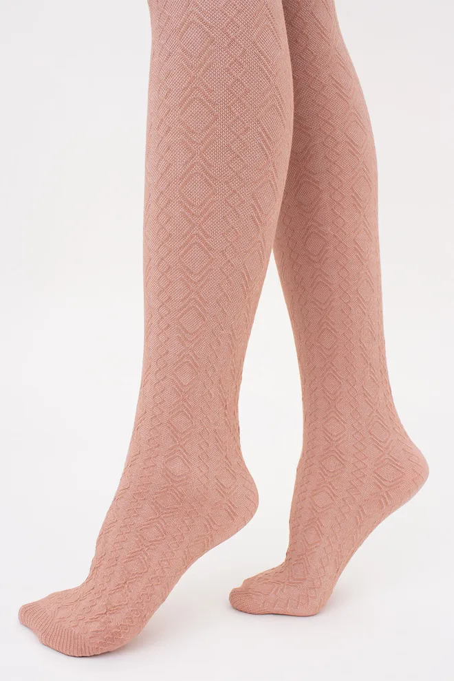 Теплые фактурные колготки с геометрическим рисунком BRAID 150 (1) Giulia (roe buck), бежевый