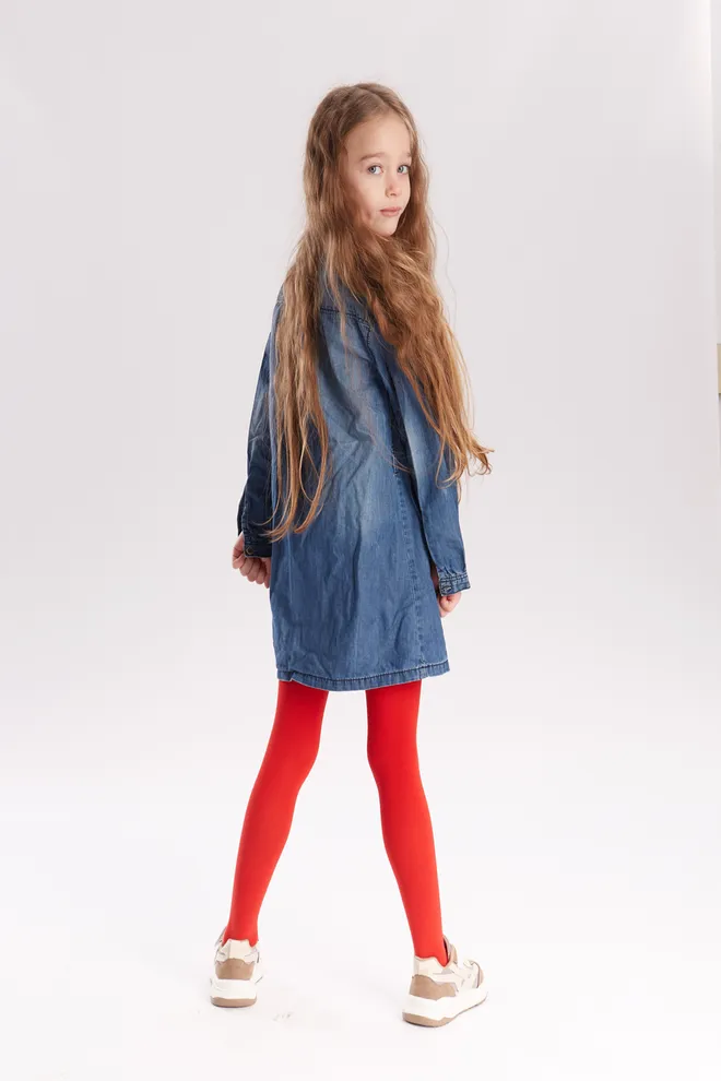 Детские однотонные колготки из микрофибры Betty 80 den Giulia (scarlet)