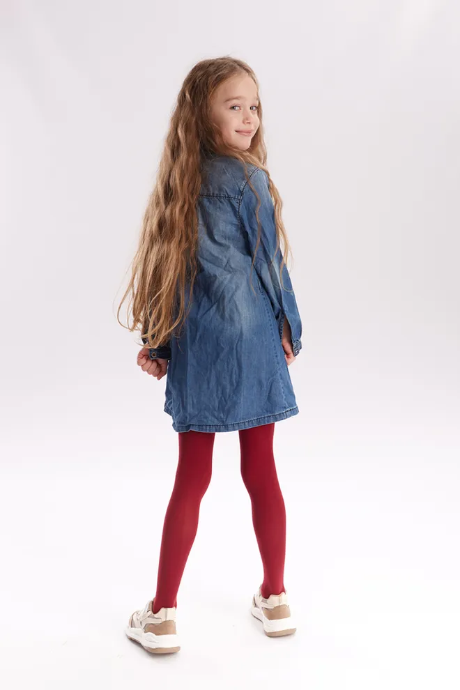 Детские однотонные колготки из микрофибры Betty 80 den Giulia (granato)