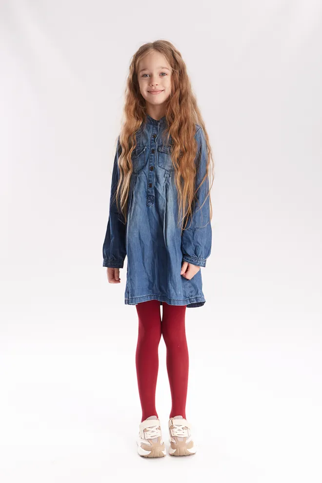 Детские однотонные колготки из микрофибры Betty 80 den Giulia (granato)