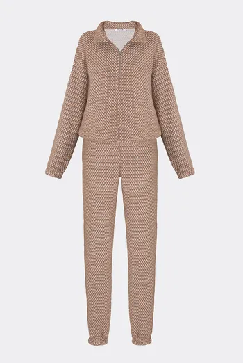 Костюм из свитера и штанов SOFTCORE 5816/290 Giulia (cocoa cupcake/white), коричневый/белый