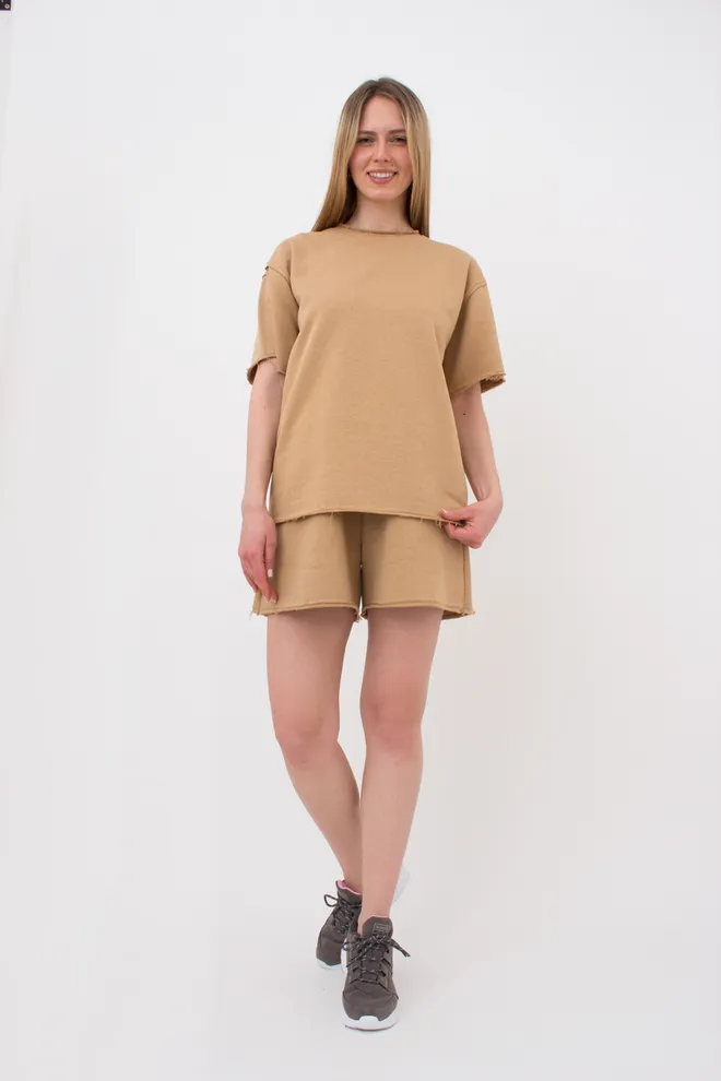 Комплект футболка и шорты хлопковые STREET STYLE 6124/160 Giulia (mustard), бежевый