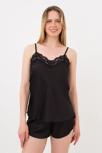 Шелковая пижама женская с шортами HELENA 6025/051 Giulia (black), черный