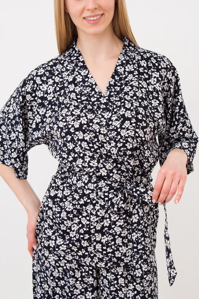 Костюм женский жакет и свободные штаны WILDFLOWERS 5601/040 Giulia (blue), синий