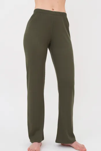 Штаны женские в рубчик RIB 4307/010 Giulia (khakі), зеленый