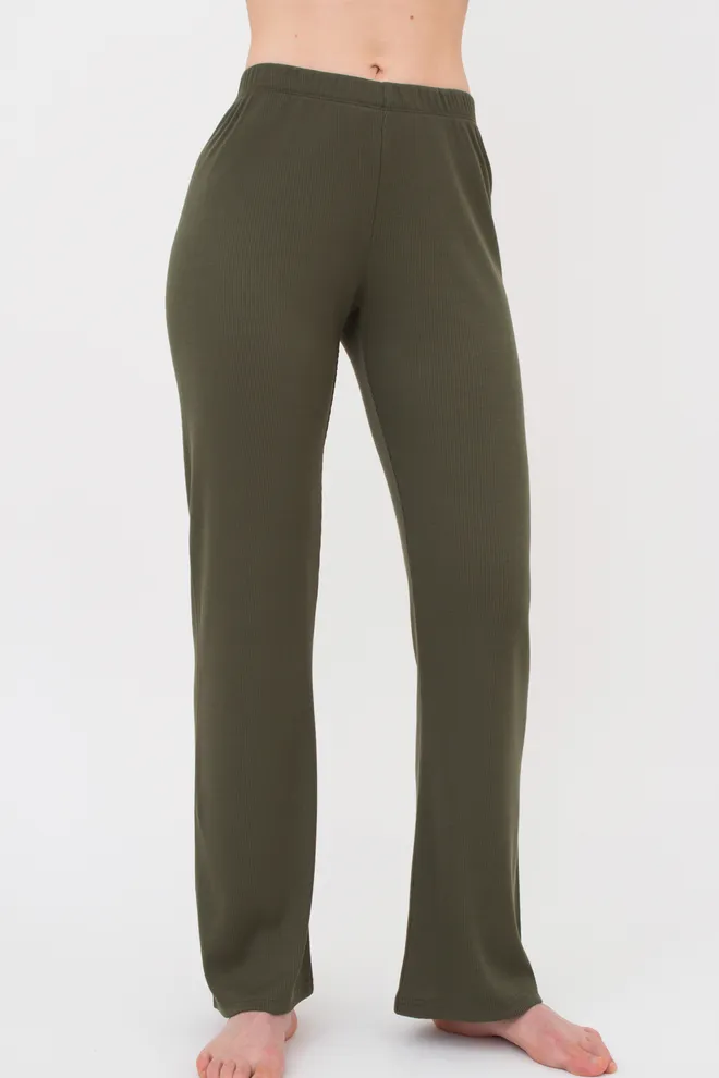 Штаны женские в рубчик RIB 4307/010 Giulia (khakі), зеленый