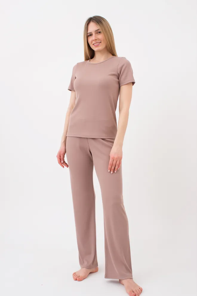 Штани жіночі в рубчик RIB 4307/010 Giulia (light beige), бежевий