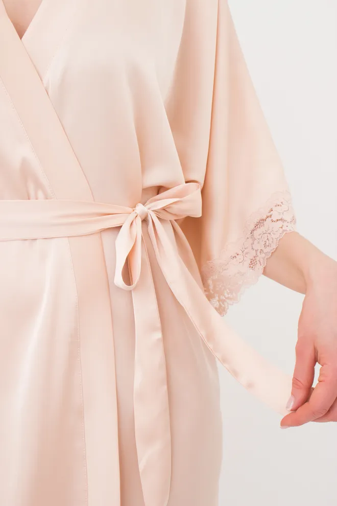 Шелковый халат женский на запа́х HELENA 7212/051 Giulia (naturale), бежевый