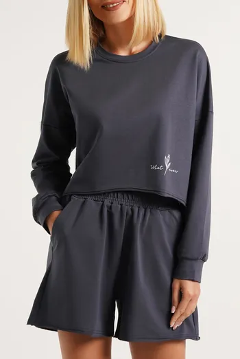 Хлопковый свитшот укороченный STREET STYLE 4415/180 Giulia (graphite), серый Хлопковый свитшот укороченный STREET STYLE 4415/180 Giulia (graphite), серый