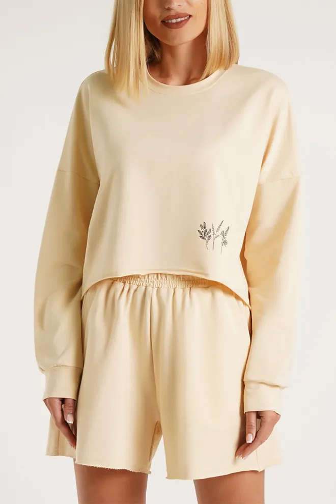 Хлопковый свитшот укороченный STREET STYLE 4415/180 Giulia (beige), бежевый