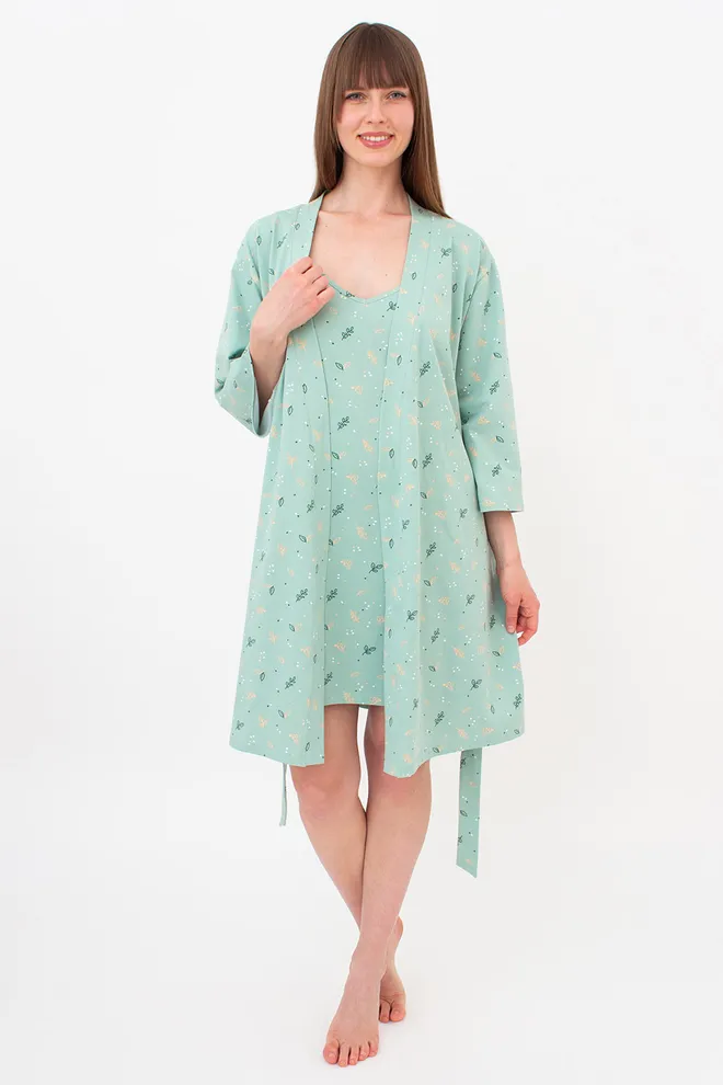 Хлопковая ночная рубашка SERENE GREENS 8021/010 Giulia (muted mint), зеленый