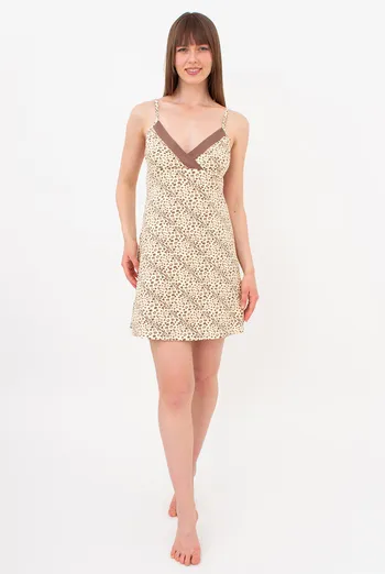 Хлопковая ночная рубашка в сердечках WHISPER HEARTS 8020/010 Giulia (pale yellow/brown hearts), желтый Хлопковая ночная рубашка в сердечках WHISPER HEARTS 8020/010 Giulia (pale yellow/brown hearts), желтый