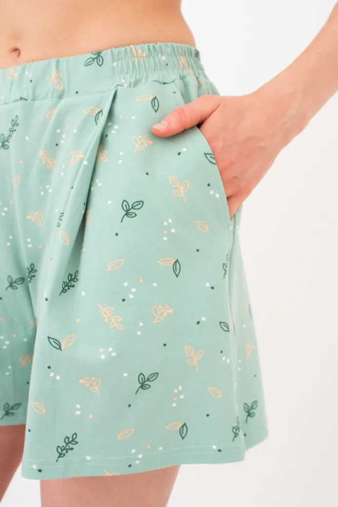 Хлопковая пижама футболка и шорты SERENE GREENS 6128/010 Giulia (muted mint/peach), зеленый/оранжевый